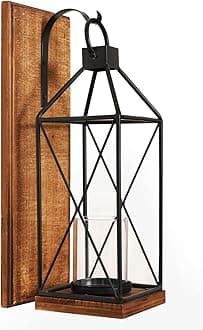 Homemory Decorative Candle Lanterns, Wood, Metal
