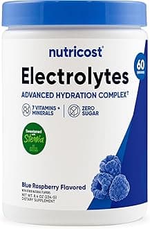 Nutricost Electrolyte Complex Powder (60 Servings, Blue Raspberry) - Hydration Supplement Drink Mix with Vitamins and Minerals