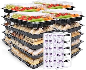 Food Sandwich Platter Trays with Lids - Multi Pack Takeaway Plastic Catering Containers Serving for Party Buffet - Perfect for Sushi, Cake, Sweets, cheese, pizza, Movie Meal Prep 33.5 x 24 x 7cm (80)