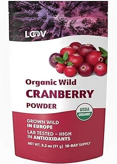Organic Freeze-Dried Cranberry Powder – Pure, 100% Natural Wild Whole Fruit, Certified Organic from Nordic Forests – Non-GMO, No Added Sugar – 3.2oz (18 Servings)
