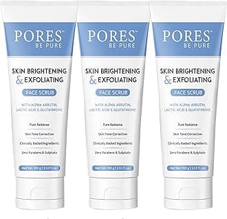 Brightening Face Scrub for Glowing Skin | Glutathione & Glycolic Acid Face Exfoliator | Removes Dead Skin, Blackheads & Impurities | Face Scrub for Men & Women | All Skin Types - ( 100g X 3 )
