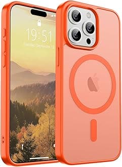 SUPFINE Magnetic for iPhone 15 Pro Case (Compatible with MagSafe) (Military Grade Drop Protection) Slim Translucent Matte Shockproof with Anti-Fingerprint Phone Case,Orange