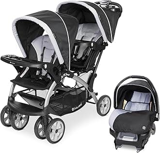 - Baby Trend Infant and Toddler Double Stroller & Car Seat Combo, 2 Pc Set, Stormy - Portable and Lightweight Stroller Duo and Car Seat Travel System Tandem