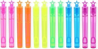 Henbrandt 3 x Neon Star Bubble Tubes with Wand (Pack of 12) Children's 4ml Bubbles Loot Bag Fillers Summer Games for Boys and Girls Kids Party Bags