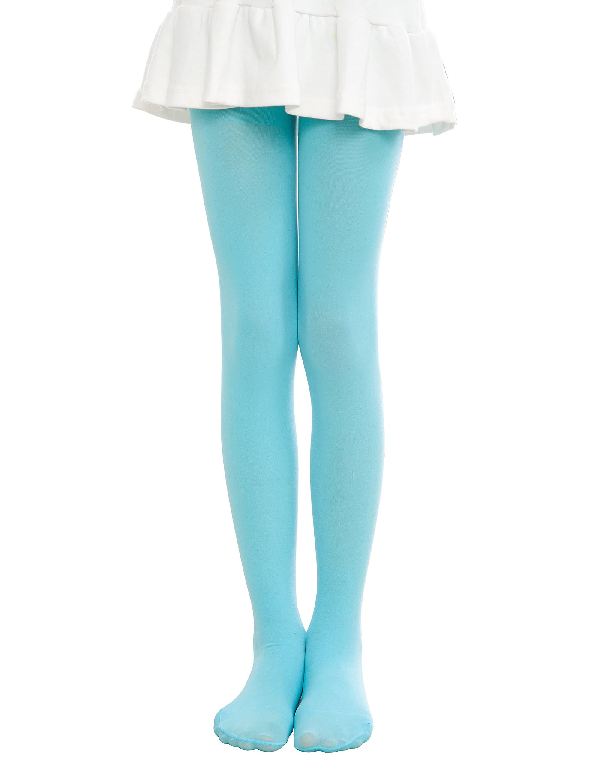 Dance Footed Tights Microfiber Pro Ballet Solid Colored Stockings tight for Girls Kids Blue X-Large