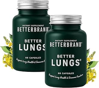 - Betterbrand BetterLungs Lung Support Supplement with NAC, Mullein Leaf for Smokers, Respiratory Health Formula with Elderberry, Vitamin D, Ginseng, Reishi Mushroom - 60 Capsules - Pack of 2