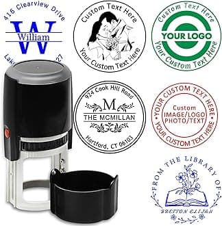 Custom Logo Stamp Personalized Photo Stamps Customized Self-Inking Business Rubber Stamp with Name Text Create Your Own Stamp