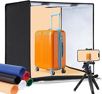 PULUZ Light Box 24x24in, Portable Photo Studio Light Box with 120 LED Lights ＆6 Color backdrops Professional Photography Lighting Tent Kit for Big Product Photography Lightbox
