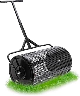 YOSHIKO Compost Spreader 24 Inch Roller Lawn Spreader with T Shaped Handle for Planting Seeding Durable Metal Mesh Spreader for Lawn and Garden Care Manure Spreaders Roller