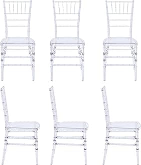 Clear Acrylic Chiavari Chairs, Modern Dining Chairs Set of 6, Accent Event Ghost Chairs for Wedding Party Event Reception