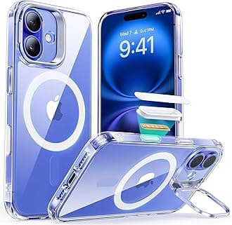 for iPhone 16 Plus Case, Compatible with MagSafe, Military-Grade Protective Case, Built-In Stash Stand Phone Case, Classic Series, Clear