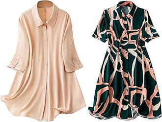 Leriya Fashion Women's Shirt Dress | Knee Length Dresses | Loose Fit | Button-Down | 3/4 Sleeve | Vacation Outfit