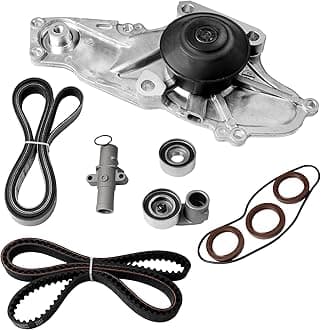 Timing Belt Kit with Water Pump | Compatible with 2003-2018 Honda Accord Odyssey Pilot, Acura MDX RDX RL TL TSX & Saturn Vue 3.0L 3.5L 3.7L Vehicles | Replaces# 19200-RDV-J01, TKH002, TCKWP329
