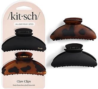 Medium Hair Clips for Women, Strong Hold, Recycled Plastic Claw Clips for Thick Hair | Great for Updo, Half Up Hairstyle | Ideal Gifts for Women - 2pcs, Black and Tort
