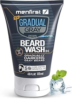 MENFIRST Gradual Gray Darkening Beard Wash for Men - Dark Shades Beard Shampoo - Hypoallergenic, Harsh Chemical-Free, Dermatologist Tested Beard Dye - 4.6 Fl Oz (Pack of 1)