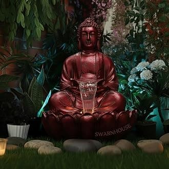 Premium Large 91 cm Buddha Water Fountain Sculpture, Outdoor Garden Decor (Design 2)