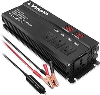 1000W/2000W(Surge) Car Power Inverter DC 12V to 110V/120V AC with 4 Outlets, 4 USB Ports and Input/Output LED Display - Black