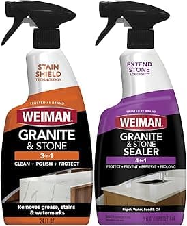Weiman Stone & Granite Countertop Cleaner and Sealer Kit – Clean, Polish & Protect Natural Stone & Granite Sealer – Streak-Free – Safe for Granite, Marble & Quartz – 2 Pack (24 oz Each)