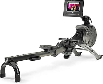 iFIT-Enabled Rower with Pivoting Touchscreen and SpaceSaver Design