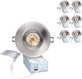 POPANU Premium Canless Recessed Gimbal Downlight Rotatable-Spotlight 5 CCT Eyeball Ceilling Potlight, Dimmable Lights Fixture with Junction Box, 8W CCT Adjustable (Brushed Nickel, 4 Inch)