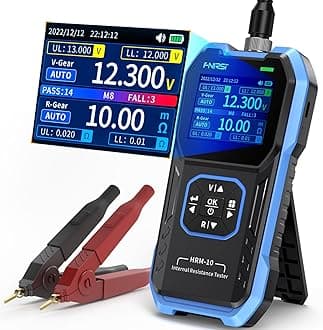 HRM-10 Voltage Internal Resistance Battery Tester，Battery Voltage Meter for Types of Batteries, Car Battery Tester, AAA AA Battery, 100V 200Ω, Digital Battery Analyzer for Household Automotive