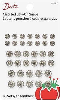 81-65 Sew-On Snaps, Size 1/0, 2/0 & 4/0, Nickel-Plated Brass, 36 Count