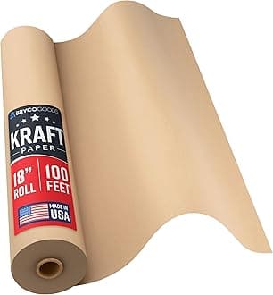 Brown Kraft Paper Roll - 18" x 1,200" (100') Made in The USA - Ideal for Packing, Moving, Gift Wrapping, Postal, Shipping, Parcel, Wall Art, Crafts, Bulletin Boards, Floor Covering, Table Runner
