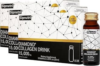 Diamond Liquid Collagen Drink, 15000mg Hydrolyzed Marine Collagen Peptides with Vitamin C, Pomegranate, Healthy Hair Skin Nails Joints Bones Support, 50ml x 10 Bottles(3 Boxes)