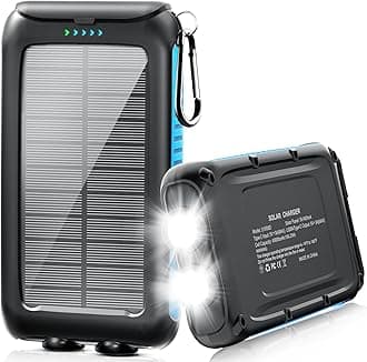 Solar-Charger-Power-Bank-49800mAh Portable Solar Phone Charger with LED Flashlight/15W Fast Charge USB C Waterproof External Backup Battery Pack for All Cell Phones & Electronic Devices