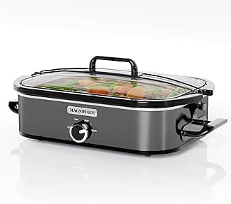 MAGNIFIQUE 4 Quart Slow Cooker with Manual Cook Setting, Perfect for Small Kitchen for Family Dinners, Dishwasher Safe