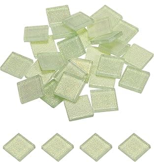 MECCANIXITY Mosaic Tiles, Glass Tiles, Shine Crystal Mosaic Glass Pieces Bulk Square Glitter Crystal Mosaic Tiles 2 x 2cm for Home Decoration, DIY Crafts, Pack of 25(100g, White)