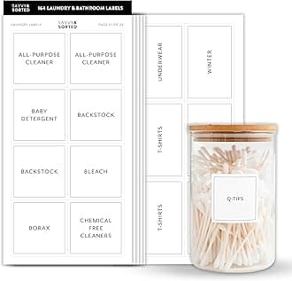 Bathroom Laundry Labels for Jars - 164 Closet Laundry Stickers, Cleaning Labels for Jars Spray Bottles, Bedroom Closet Household Laundry Organization