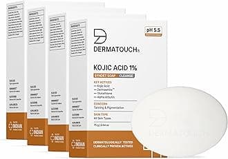 DERMATOUCH Kojic Acid 1% Soap with Glutathione | For Pigmentation & Sun damage | Soap for Men & Women | Suitable for All Skin Types | 75g (Pack of 4)