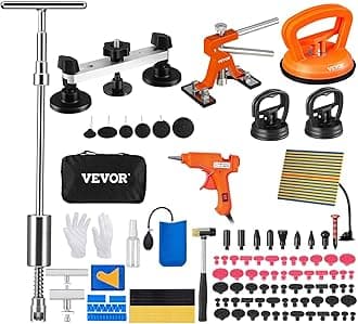 VEVOR 107pcs Paintless Dent Repair Tools Body Dent Repair Kit with Bridge Puller Golden Slide Hammer Gun and Glue Sticks Tabs Damage Free Body Repair