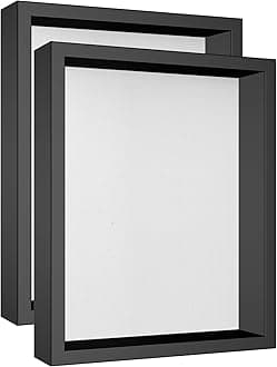 Califortree 8x10 Shadow Box Frame with Soft Linen Back - Metal Push Pins Included, Memory Shadow Box Display Case for Bouquet Awards Medals Wedding Photos and More, Black, 2 Packs