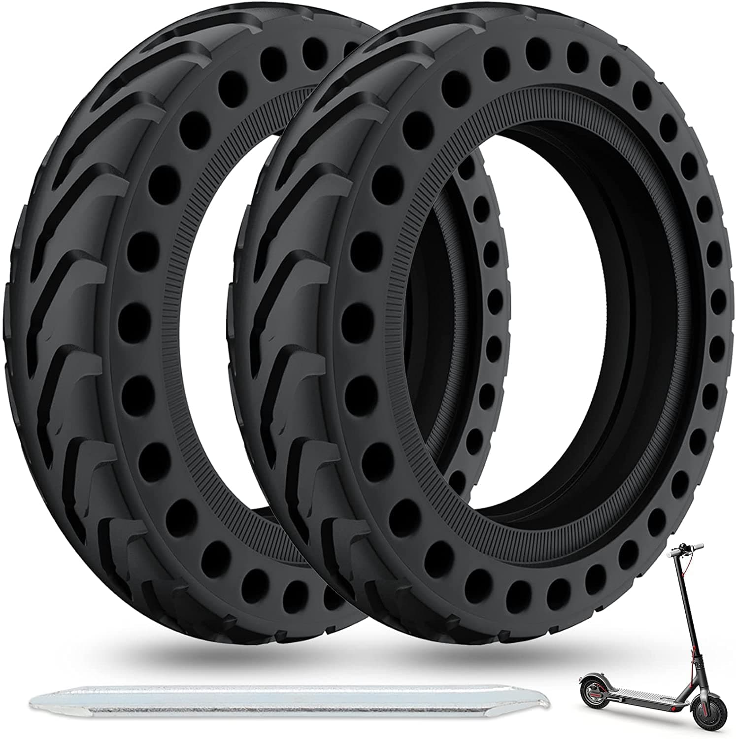 OUXI 2 Pack Xiaomi M365 Solid Tyre, Puncture Proof Electric Scooter Tyres Tire Replacement Wheel 8.5 Inch Explosion Proof Rubber Honeycomb Front/Rear for Xiaomi Mijia M365 Pro