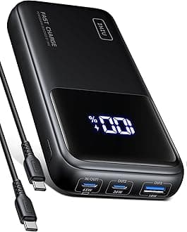 – 65W Power Bank, 20000mAh Portable Charger, High Capacity USB C *2 + USB A External Battery Pack, Travel Powerbank for MacBook Pro iPad Steam Deck iPhone 17 16 Samsung S25 etc