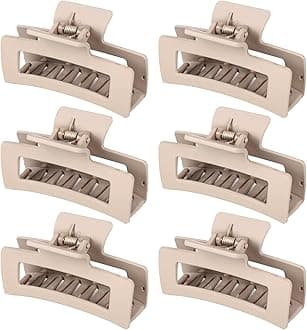 79Style 6Pcs Hair Clips: 3.5 Inch Large Medium Square Claws for Thick Long Hair, Hair Accessory for Women Girls (6 Multicolored - Jude)