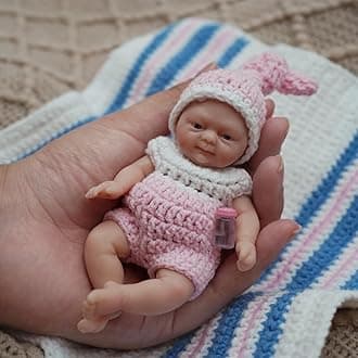4.5 Inch Mini Reborn Baby Dolls ，Silicone Baby Girl Amy,Tiny Silicone Baby Dolls ，Mini Realistic Newborn Baby Dolls Silicone Full Body Stress Relief