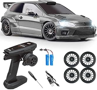 LDRC 2801PRO 1/28 Mini RC Drift Car GTR 2.4GHz 4WD RTR with Gyro and 4PCS Drift Tires Racing Radio Control Cars (Silvery)