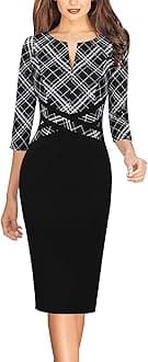 VFSHOW Womens Elegant Slim Zipper up Work Business Office Bodycon Sheath Dress