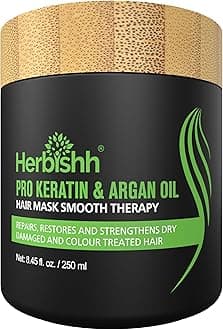 Herbishh Argan Hair Mask-Deep Conditioning & Hydration For Healthier Looking Hair For Very Dry, Weak, Stressed Out Hair, No Sulphates, No Parabens