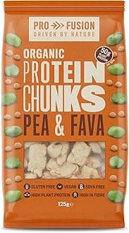Profusion Organic Vegan Pea and Fava Protein Chunks, 125g - High Protein & Gluten-Free - Soya-Free Meat Substitute
