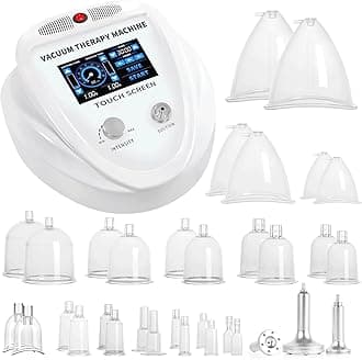Titoe Vacuum Therapy Machine, Multifunction Butt Back Vacuum Cupping Set 0-70 Cmgh Vacuum Cupping Massager with 30 Vacuum Cups and 3 Metal Guasha Head| Upgraded Touch Screen Operate