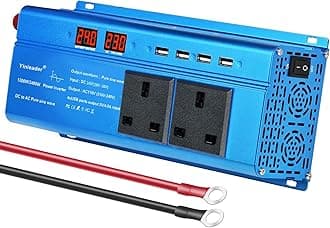 Yinleader 1200W 24V to 240V Pure Sine Wave Power Inverter (2400W Peak), 24V DC to AC Converter with 2 UK 3-Pin Sockets, Smart LCD & 4 USB, for Lorry, HGV, 24V Truck & Off-Grid Solar