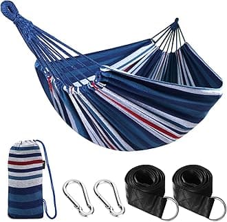 Cotton Hammock Comfortable Fabric with Tree-friendly Straps, Durable Portable Hammock with Travel Bag,Perfect for Garden Camping Outdoor/Indoor Patio Balcony Backyard