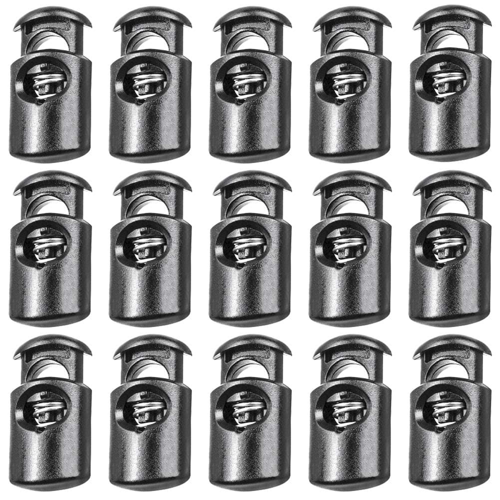 Haiker 50 Pcs Plastic Toggle Spring Stop Single Hole String Cord Locks