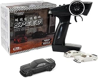 Turbo Racing 1:76 Scale RC Sport Car, Table Racing 2.4GHZ Remote Control Mini Model Car with Full Proportional RTR for Adults Toys (C75-Black)