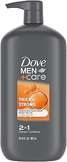 Dove Men+Care 2-in-1 Shampoo + Conditioner Thick + Strong for Fortifying Hair from Root to Tip, with Calcium, 31 oz