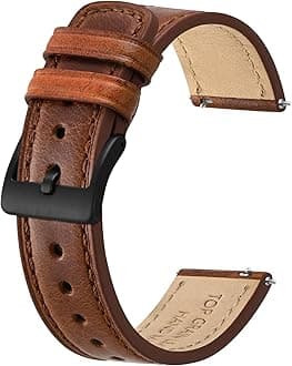 BISONSTRAP Leather Watch Straps, Classic Oil Waxed Leather, Quick Release Replacement Band for Men and Women, Band Width 18mm 20mm 22mm